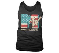 MTV Offizielles Lizenzprodukt Distressed USA-Flag Herren Tank Top Weste Vest (Schwarz), M