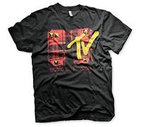 MTV Offizielles Lizenzprodukt Plaid Herren T-Shirt (Schwarz), Medium