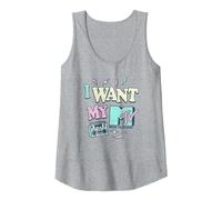 MTV Retro Neon Eighties Boom Box MTV Logo Tank Top, Damen, Grau Meliert, XL