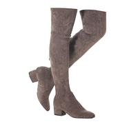 Mtzyoa Oberschenkelhoher Blockabsatz, Damenstiefel, spitzer Zehenbereich, Stretch, Overknee-Stiefel, Schokobraun / 5,1 cm Absatz, 40.5 EU