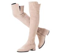 Mtzyoa Overknee-Stiefel für Damen, Wildleder, Oberschenkelhoch, niedriger Blockabsatz, Stretch, OTK, Gehkomfort, Neutral/2,5 cm Absatz, 39.5 EU
