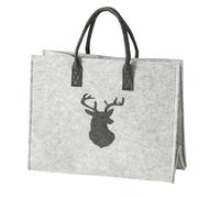 mucHome Filztasche mit Hirschmotiv Grau Einkaufstasche mit Tragegriffen Dekorative Aufbewahrungstasche Geschenktasche