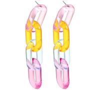 MUCKLILY 1 Paar Lange Kettenohrringe für Damen Transparente Acryl Tropfenohrringe mit Büroklammer Gliedern Leichter Statement Schmuck für Alltag Party und Festival