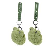 MUCKLILY 2 Stück Münzbeutel mit Cartoon Frosch PP Baumwolle Leichte Geldbörse mit Schlüsselanhänger Tragbare Aufbewahrungstasche für Kopfhörer Kleinteile Geeignet für Alltag und Reisen