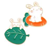 MUCKLILY 2 Stück Niedliche Hasen Schnallen Emaille Brosche Anstecknadel Cartoon Ebene Schmuckaccessoires aus Legierung für Kleidung und Taschen 2stücke