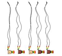 MUCKLILY 5 Stück Teiliges Kreative Afrikanische Trommel Anhänger Halskette Mini Djembe Design Handgefertigt Leichtes Holz in Natur Dunkelfarben Einzigartiger Schmuck für Damen und