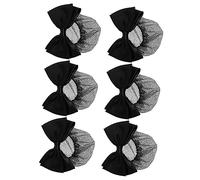 MUCKLILY 6 Stück-pack Schwarze Haarknoten Überzüge mit Schleife aus Gewebe und Metall nicht Leicht Abfallend zum Arbeiten den Täglichen Haarschmuck