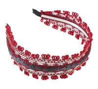 MUCKLILY Besticktes Damen Haarband Ethno Stil Boho Haarreif mit Rotem Blumenmuster Leicht für Party Festival Strand