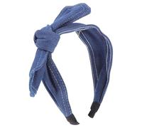 MUCKLILY Breites Jeans Haarband Damen mit Schleife Weiches Polyester Stirnband Modischer Kopfschmuck für Alltag Party und Hochzeit