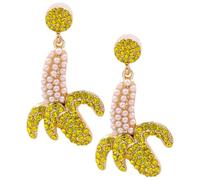 MUCKLILY Kreative Bananen Ohrstecker mit Strass Statement Frucht Ohrringe in Gold Tropische Tropfenohrringe für Damen Modische Ohrhänger für Alltag und Urlaub