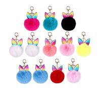 MUCKLILY Pelziger Schlüsselanhänger mit Metallring 12 Stück Bunter Taschenanhänger Dekorativer Plüschball für Schlüssel Rucksack Geschenk