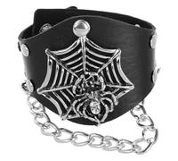 MUCKLILY Punk Skull Armband PU Leder Manschette Verstellbar Rock Stil Halloween Spinnennetz Armband Unisex für Männer Frauen