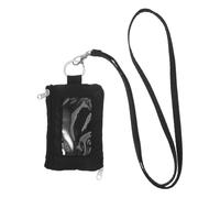 MUCKLILY RFID Blockierendes Kleiner Geldbörse Kartenetui aus Oxford Stoff mit Umhängeband und Schlüsselanhänger für Alltag und Reisen in Schwarz