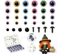 MUCUNNIA 324 Stück Sicherheitsaugen für Amigurumi, 6-24 mm, große Glitzer-Sicherheitsaugen für Häkeltiere, Kunststoff, Bastelpuppenaugen, Stofftieraugen für DIY-Bär, Puppenhäkelspielzeug