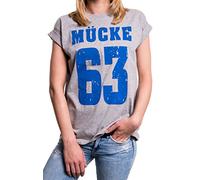 Mücke 63 - Damen Shirt große Größen Kurzarm lässig mit Aufdruck Oversize Top Boyfriend Spencer grau XL