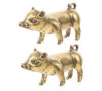 MUELODSIC 2 Stück Messing Schwein Anhänger Handgefertigt Filigran Dekorativer Schlüsselanhänger Für Feng Shui Geschenk Traditionelles Chinesisches Kunsthandwerk