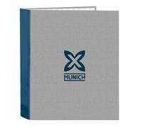 München Street Ringordner mit 4 Ringen, ideal für Kinder verschiedener Altersgruppen, bequem und vielseitig, Qualität und Widerstandsfähigkeit, 27 x 6 x 33 cm, grau/blau, M, Casual