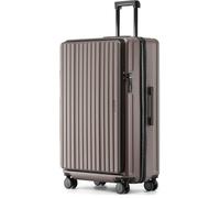 Münicase Koffer Expandierbar - Hartschalen-Trolley mit Oberseiten-Öffnung, Kompressionsgurt & Extra Stauraum | Strapazierfähig, Dehnungsfuge, Kratzfest, Leicht | Coffee | XL-80cm