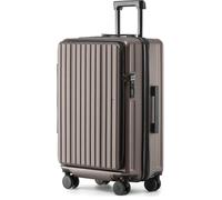 Münicase Koffer Expandierbar - Hartschalen-Trolley mit Oberseiten-Öffnung, Kompressionsgurt & extra Stauraum | Strapazierfähig, Kratzfest, leicht (Coffee, L-65cm)