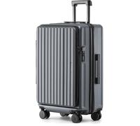 Münicase Koffer Expandierbar - Hartschalen-Trolley mit Oberseiten-Öffnung, Kompressionsgurt & extra Stauraum | Strapazierfähig, Dehnungsfuge, Kratzfest, leicht (Businessgrey, L-65cm)
