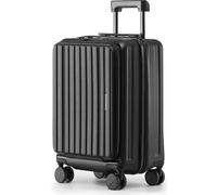 Münicase Koffer Expandierbar - Hartschalen-Trolley mit Oberseiten-Öffnung, Kompressionsgurt & extra Stauraum | Strapazierfähig, Dehnungsfug, Kratzfest, leicht (Schwarz, M (Laptopfach)-50cm)