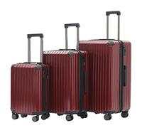 Münicase Kofferset 3 TLG., TSA, Hartschalenkoffer, Weinrot | M/L/XL, ineinander stapelbar, Schutzecken, 360° Rollen, Innenfächer, Kreuzgurt, leise, leicht