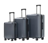 Münicase M816 TSA-Schloss, Dehnungsfuge, Teleskopgriff, Reisekoffer mit 4 Rollen, Hartschale, Große 76cm-Mitte 65cm-Kabinentrolley 55cm, 3er Kofferset, Grey