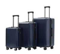 Münicase M816 TSA-Schloss, Dehnungsfuge, Teleskopgriff, Reisekoffer mit 4 Rollen, Hartschale, Große 76cm-Mitte 65cm-Kabinentrolley 55cm, 3er Kofferset, Dunkelblau