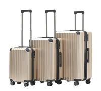 Münicase M816 TSA-Schloss, Dehnungsfuge, Teleskopgriff, Reisekoffer mit 4 Rollen, Hartschale, Große 76cm-Mitte 65cm-Kabinentrolley 55cm, 3er Kofferset, Champager