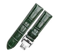 MUENShop Uhrenarmband mit faltschließe Leder Schnellverschluss Echtleder Armband für 18mm-24mm Schwarz Braun Blau Grün Kalbsleder Ersatz für Herren/Damen (22mm, Dunkelgrün)