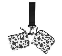 Münzbeutel für Damen, mit Leopardenmuster, klein, abnehmbar, Kreditkartenetui, Organizer mit Reißverschluss, Münzfach für den täglichen Gebrauch, 2 Stück, Weißes, schwarzes Kuh-Leopardenmuster, 1 size