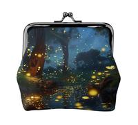 Münzgeldbörse aus Leder für Damen mit Kussschloss, Glühwürmchen, Clutch, Mini-Geldbörse