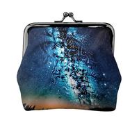 Münzgeldbörse aus Leder für Damen mit Kussschloss, Himmelsvoller Sterne, Clutch, Mini-Geldbörse