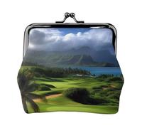 Münzgeldbörse aus Leder für Damen mit Kussschloss, malerisches Hawaii, Golf, tropische Clutch, Mini-Geldbörse