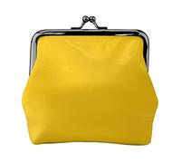 Münzgeldbörse aus Leder für Damen mit Kussschloss, Milchenten-Gelb, Clutch-Geldbörse, Mini-Geldbörse