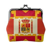 Münzgeldbörse aus Leder für Damen mit Kussschloss, spanische Flagge, Clutch, Mini-Geldbörse
