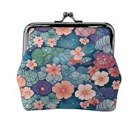 Münzgeldbörse aus Leder für Damen mit Kussschloss, Waage und Blumenmuster, Clutch, Mini-Geldbörse