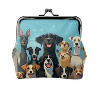 Münzgeldbörse aus Leder für Frauen mit Kussverschluss, eine große Gruppe von Hunden, Clutch, Mini-Geldbörse