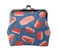 Münzgeldbörse aus Leder für Frauen mit Kussverschluss, Fleischscheiben-Muster, Clutch, Mini-Geldbörse