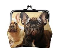 Münzgeldbörse aus Leder für Frauen mit Kussverschluss, niedliche französische Bulldogge, Grafik, Clutch, Mini-Geldbörse