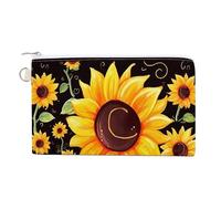 Münzgeldbörse aus Segeltuch, Herbstblätter, kleine Geldbörsen für Damen, schlanke Geldbörse mit Reißverschluss, Schlüsselanhänger, niedliches Kleingeld, kleine Reißverschlusstasche, Süße Sonnenblume,