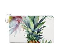 Münzgeldbörse aus Segeltuch mit Sonnenblume, kleine Geldbörse für Damen, schmale Geldbörse mit Reißverschluss, Schlüsselanhänger, niedliches Kleingeld, kleine Reißverschlusstasche, Tropische Ananas,