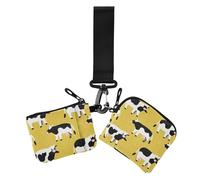 Münzgeldbörse, Cartoon-Motiv, süße schwarze und weiße Kuh, für Damen, kompakte Größe, Geld-Organizer mit Handgelenkschlaufe für Damen, 2 Stück, Cartoon-niedliche schwarz-weiße Kuh, 1 size, Casual