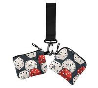 Münzgeldbörse, Kreditkartenetui, schmal, abnehmbar, mit Handgelenkschlaufe, Rot und Weiß, 2 Stück, Rote und weiße Würfel, 1 size, Casual