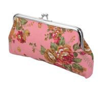 Münzgeldbörse mit Blumenmuster, Rose, Kussschloss, Kleingeldbörse für Frauen und Mädchen, trendige süße Brieftaschen mit Verschluss, Vintage-Auto-Münzbeutel, B, Mass Beauty