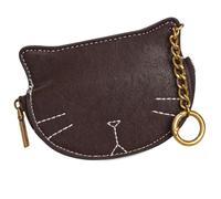 Münzgeldbörse mit Katzenmotiv, kleine Kleingeldtasche, Charms, Leder, Katzen, Münzbeutel mit Reißverschlüssen, Schlüsselanhänger, Reißverschluss, Kleingeldbörse, coffee, Mass Beauty