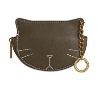 Münzgeldbörse mit Katzenmotiv, kleine Kleingeldtasche, Charms, Leder, Katzen, Münzbeutel mit Reißverschlüssen, Schlüsselanhänger, Reißverschluss, Kleingeldbörse, armee-grün, Mass Beauty