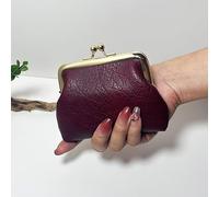 Münzgeldbörse mit Kussschloss, Münzbörse für Damen, Vintage-Stil, niedlicher Münzhalter, Dunkelrot