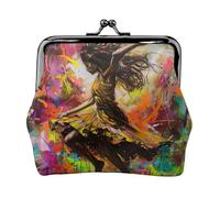 Münzgeldbörse mit Musikdruck, tragbare Geldbörse aus Faserleder, Mini-Geldbörse für Damen, Schwarz , Einheitsgröße, Münztasche