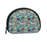 Münzgeldbörse mit Nachmittagstee-Kuchen-Aufdruck - Mini-Münzgeldbörse für Frauen, niedlich, kleine Kleingeldbörse